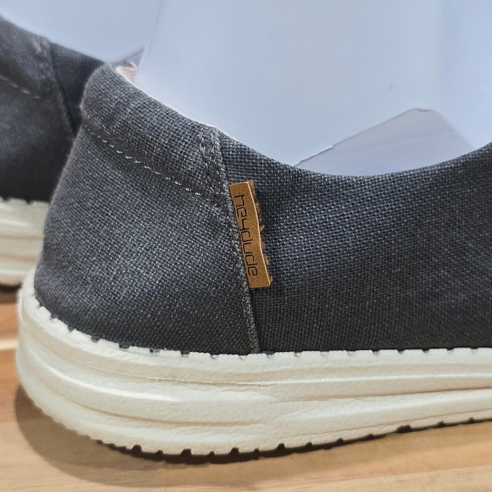 Hey Dude Wendy Chambray Off Black Loafers Shoes Women's Size 8 Comfort Slip On - Picture 6 of 16